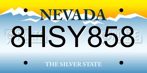 8HSY858 Nevada License Plate