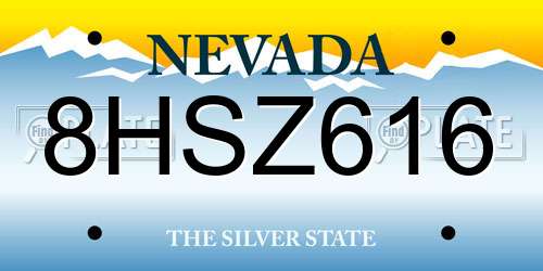8HSZ616 Nevada License Plate