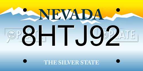 8HTJ92 Nevada License Plate
