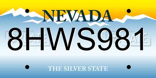8HWS981 Nevada License Plate
