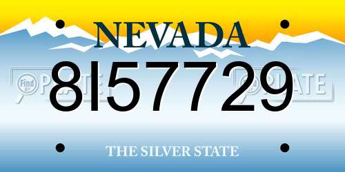 8I57729 Nevada License Plate