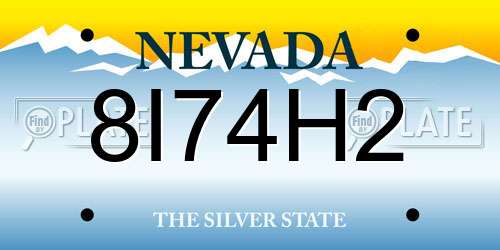 8I74H2 Nevada License Plate