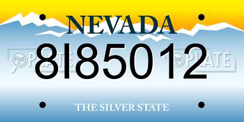 8I85012 Nevada License Plate