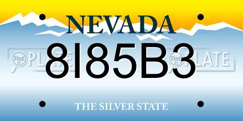 8I85B3 Nevada License Plate