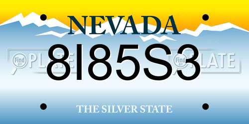8I85S3 Nevada License Plate