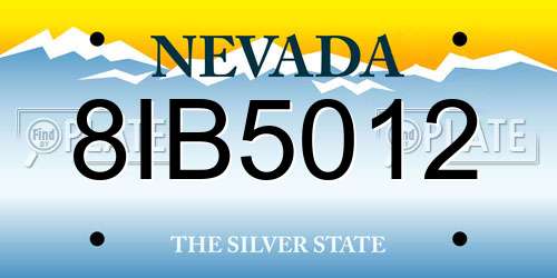 8IB5012 Nevada License Plate