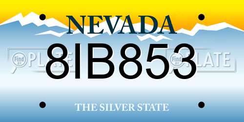 8IB853 Nevada License Plate