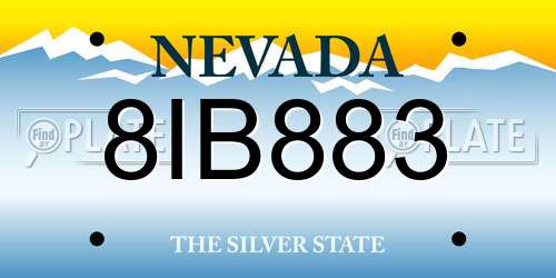 8IB883 Nevada License Plate