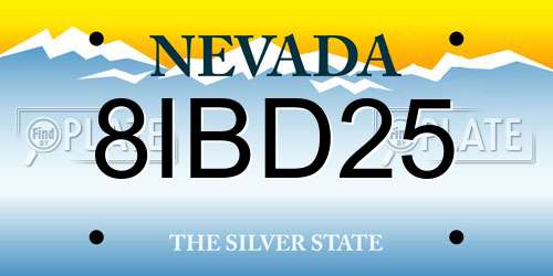 8IBD25 Nevada License Plate