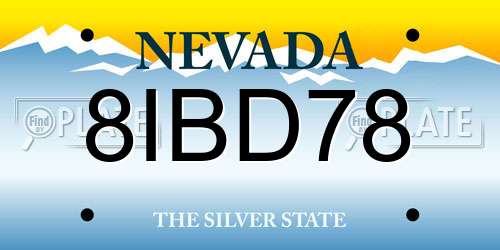 8IBD78 Nevada License Plate