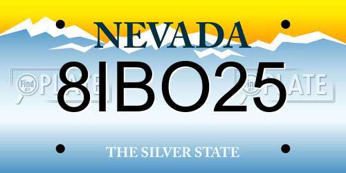 8IBO25 Nevada License Plate