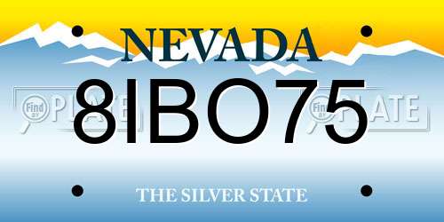 8IBO75 Nevada License Plate