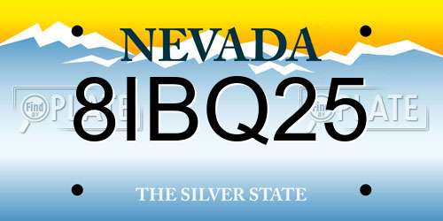 8IBQ25 Nevada License Plate