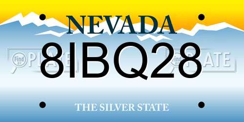 8IBQ28 Nevada License Plate
