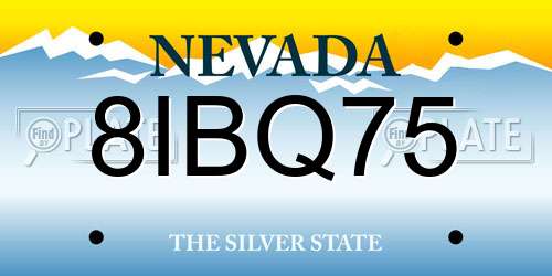 8IBQ75 Nevada License Plate