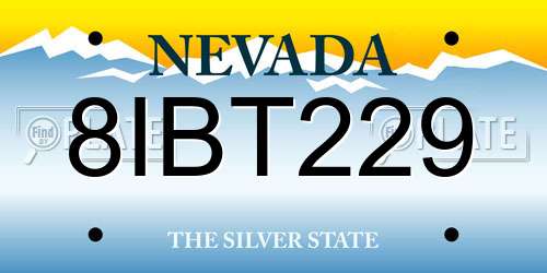 8IBT229 Nevada License Plate