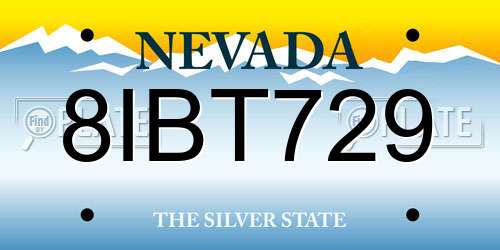 8IBT729 Nevada License Plate