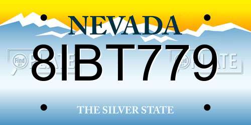 8IBT779 Nevada License Plate