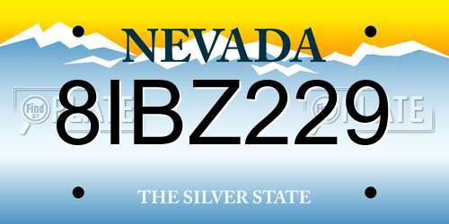 8IBZ229 Nevada License Plate