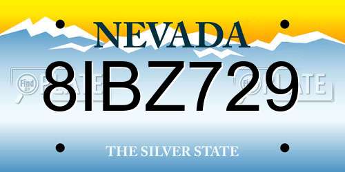 8IBZ729 Nevada License Plate