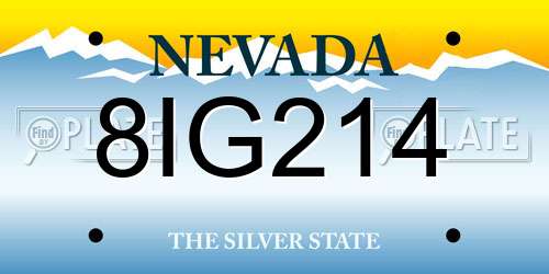 8IG214 Nevada License Plate