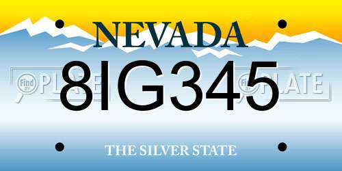 8IG345 Nevada License Plate