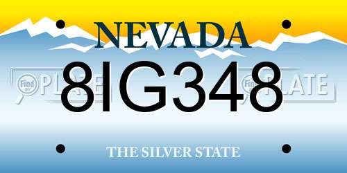 8IG348 Nevada License Plate