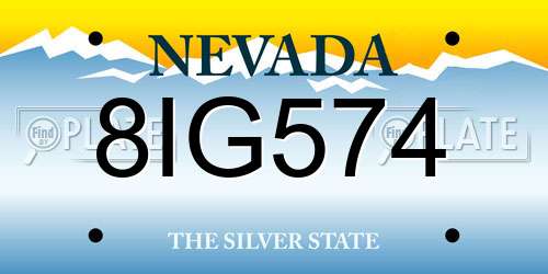 8IG574 Nevada License Plate