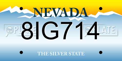 8IG714 Nevada License Plate