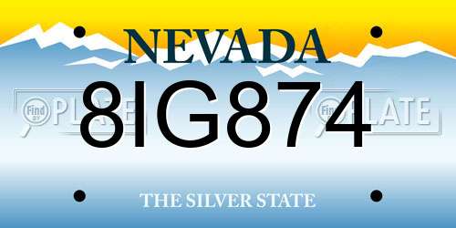 8IG874 Nevada License Plate