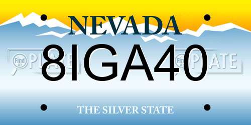 8IGA40 Nevada License Plate