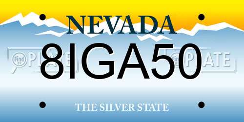 8IGA50 Nevada License Plate