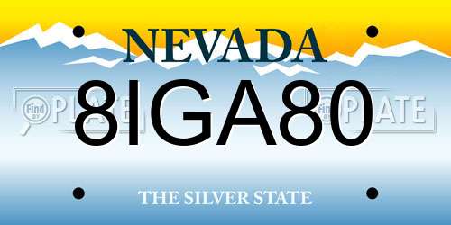 8IGA80 Nevada License Plate