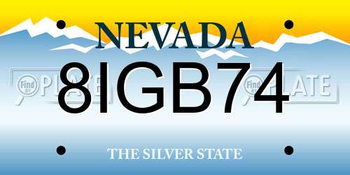 8IGB74 Nevada License Plate