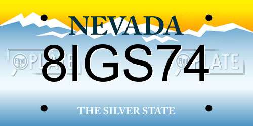 8IGS74 Nevada License Plate