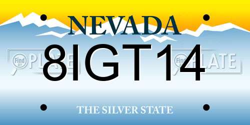 8IGT14 Nevada License Plate