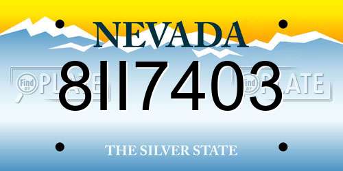 8II7403 Nevada License Plate