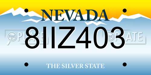 8IIZ403 Nevada License Plate