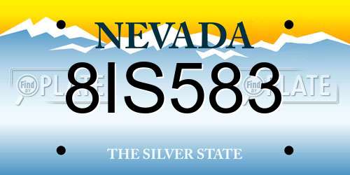8IS583 Nevada License Plate