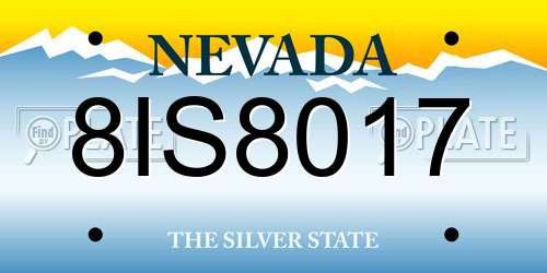 8IS8017 Nevada License Plate