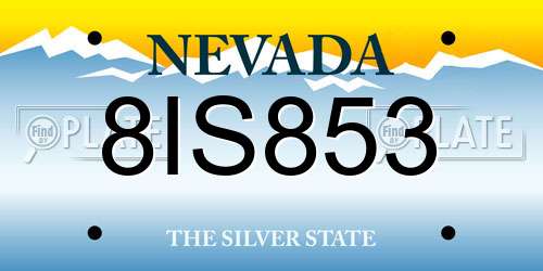 8IS853 Nevada License Plate