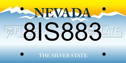8IS883 Nevada License Plate