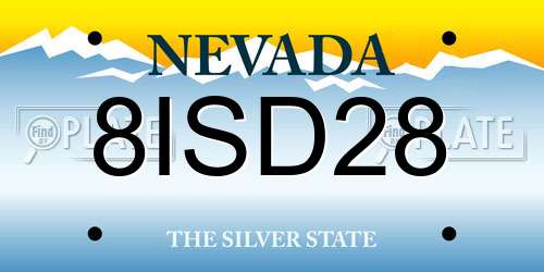 8ISD28 Nevada License Plate