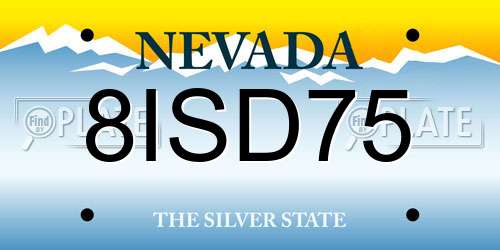 8ISD75 Nevada License Plate