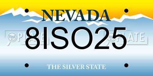 8ISO25 Nevada License Plate