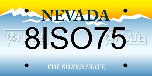 8ISO75 Nevada License Plate