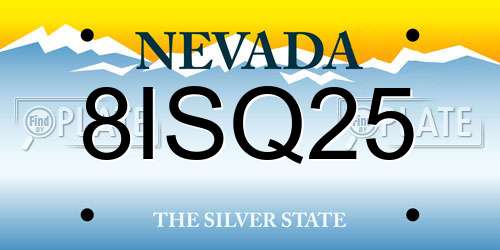 8ISQ25 Nevada License Plate