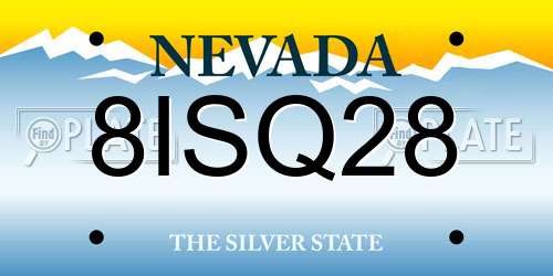 8ISQ28 Nevada License Plate