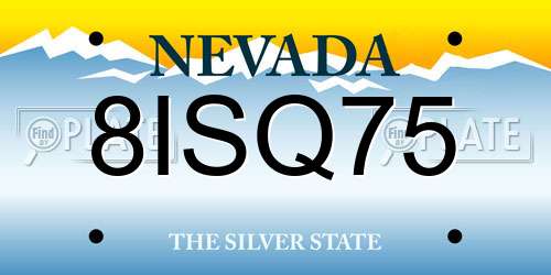 8ISQ75 Nevada License Plate