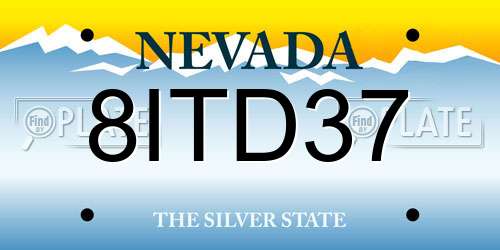8ITD37 Nevada License Plate